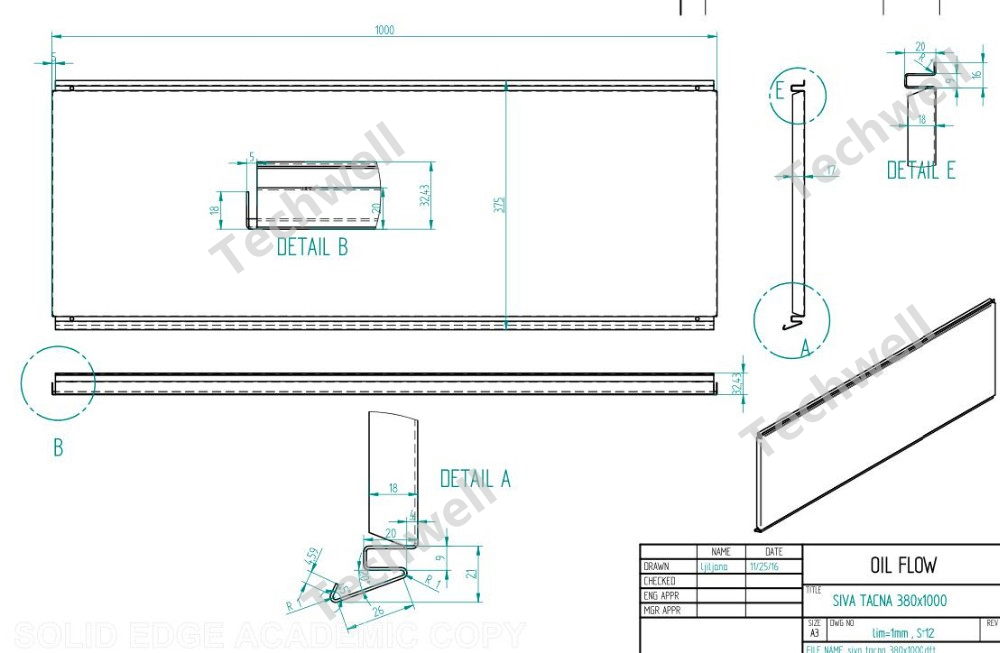 shelf panel profile drawing