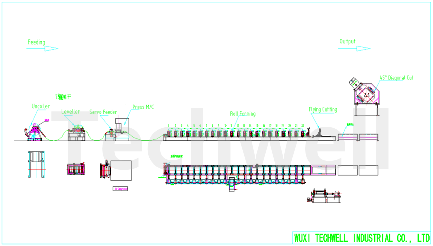 Upright section roll forming machine